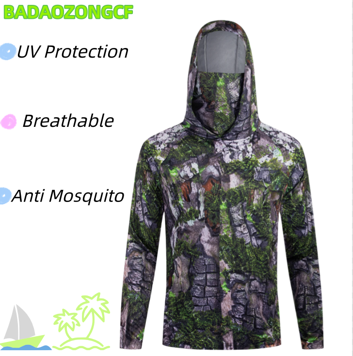 Fishing Shirt Uv Protection - Camisa de Pesca com Capuz para